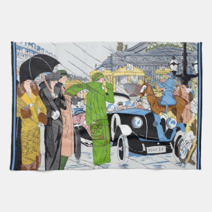 Art Deco Street Scene Kökshandduk