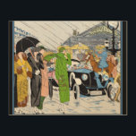 Art Deco Street Scene Trätavla<br><div class="desc">Art deco Gatscen med konst deco-kvinnans mode.</div>