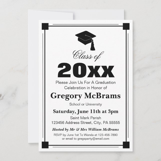 Art Deco-Studentfest Inbjudningar (Framsida)