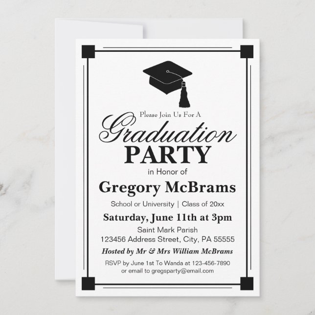 Art Deco-Studentfest Inbjudningar (Framsida)