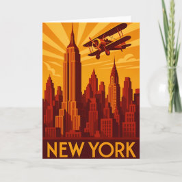 Art deco style New York skyline greetings card Kort