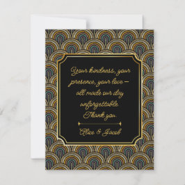 Art Deco Style Wedding Thank You Card Tack Kort