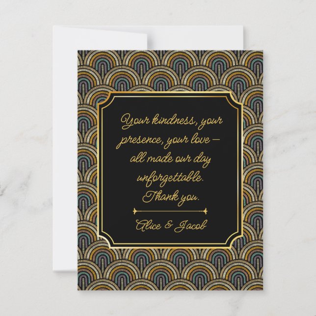 Art Deco Style Wedding Thank You Card Tack Kort (Framsida)