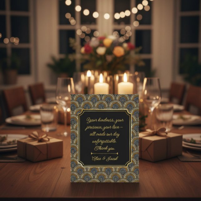 Art Deco Style Wedding Thank You Card Tack Kort (Skapare uppladdad)