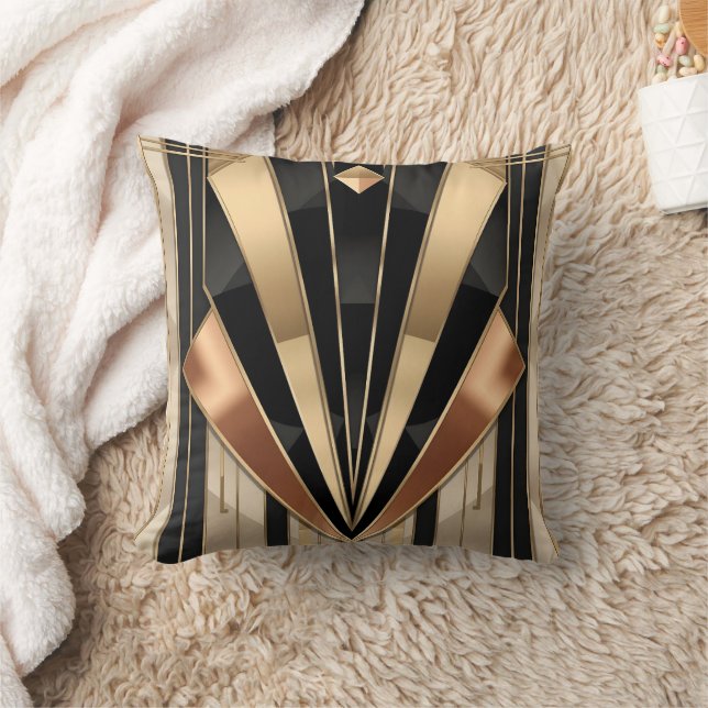 Art Deco Sunburst Geometric Luxury Design Kudde (Filt)