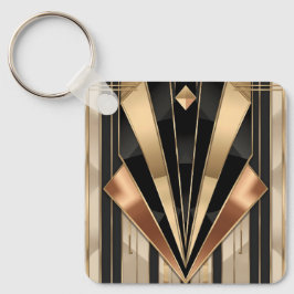 Art Deco Sunburst Geometric Luxury Design Nyckelring