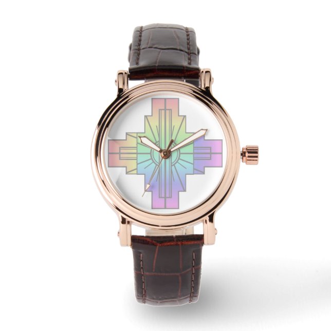 Art Deco Sunburst Mönster i Pastels Armbandsur (Framsida)