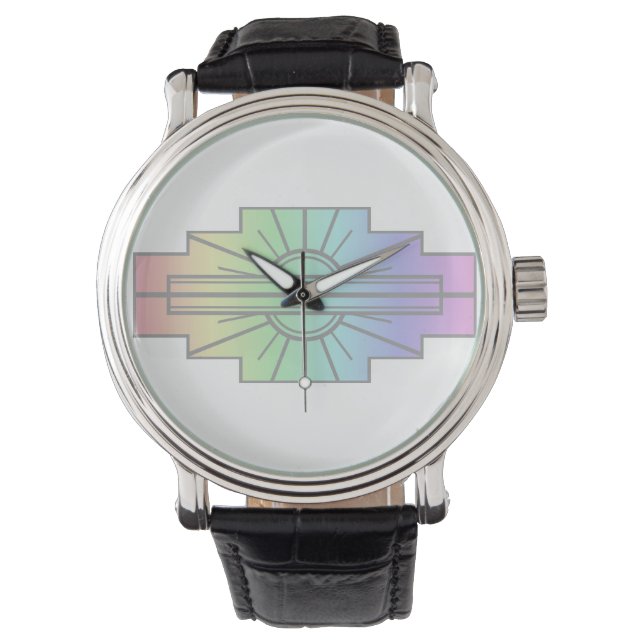 Art Deco Sunburst Mönster i Pastels Armbandsur (Framsida)