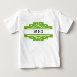 Art Deco Sunburst Mönster in White and Lime Baby T Shirt