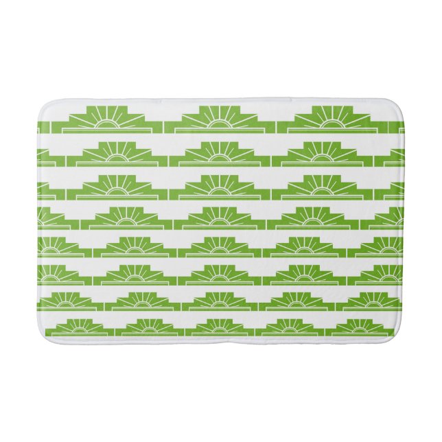 Art Deco Sunburst Mönster in White and Lime Badrumsmatta (Framsidan)