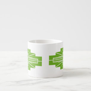 Art Deco Sunburst Mönster in White and Lime Espres Espressomugg