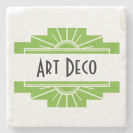 Art Deco Sunburst Mönster in White and Lime Stone Stenunderlägg