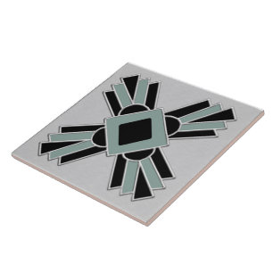 Art Deco Sunray Ceramic Kakelplatta