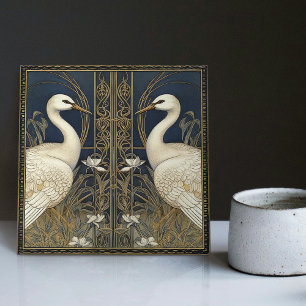 Art Deco Svanar Wall Decor Art nouveau Crane Svan Kakelplatta