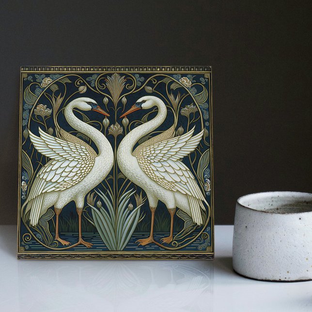 Art Deco Svanar Wall Decor Art nouveau Svan Cerami Kakelplatta (Skapare uppladdad)