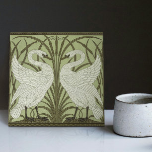 Art Deco Svanar Wall Decor Art nouveau Svan Kakelplatta