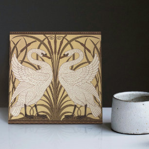 Art Deco Svanar Wall Decor Art nouveau Svan Kakelplatta