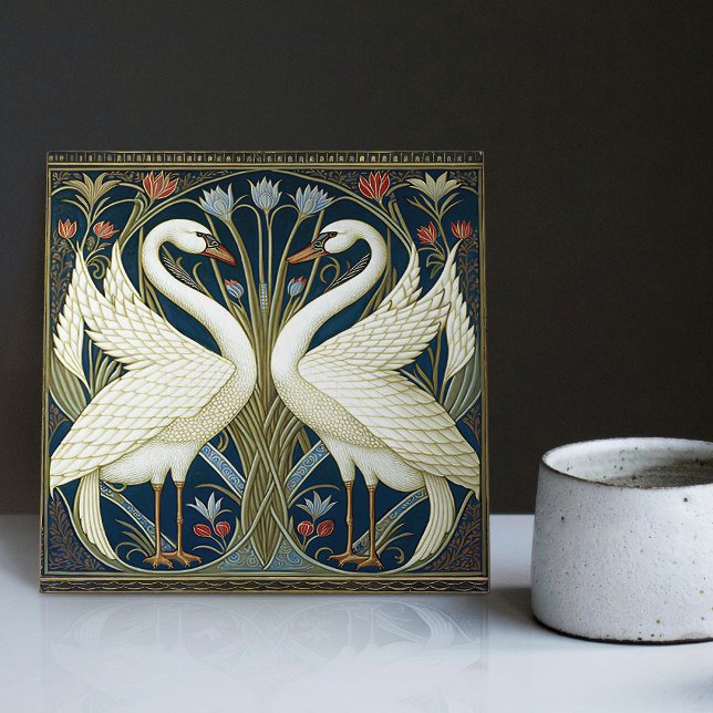 Art Deco Svanar Wall Decor Art nouveau Svan Kakelplatta (Skapare uppladdad)