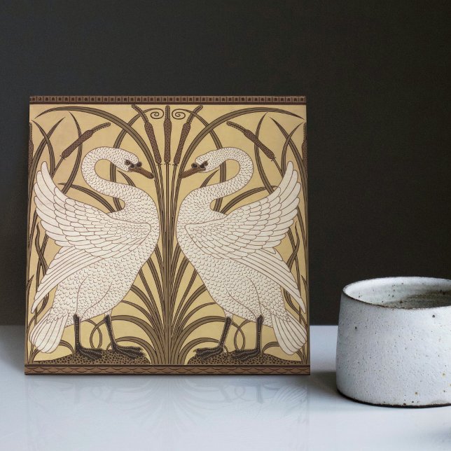 Art Deco Svanar Wall Decor Art nouveau Svan Kakelplatta (Skapare uppladdad)