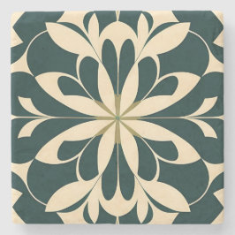 Art Deco Svart Blommig Stenunderlägg