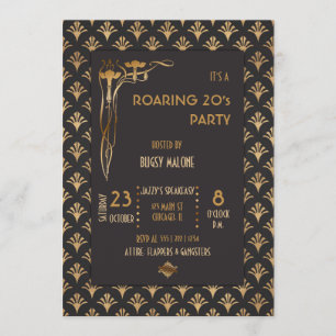 Art Deco Svart & Guld 1920-talet Inbjudningar