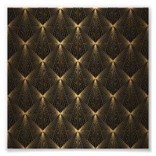 Art deco,svart guld,chic,elegant,mönster,klass,tr fototryck