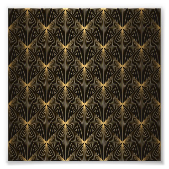 Art deco,svart guld,chic,elegant,mönster,klass,tr fototryck (Framsidan)