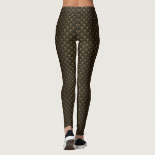 Art deco,svart guld,chic,elegant,mönster,klass,tr leggings