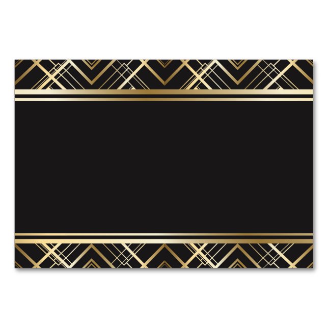 Art deco,svart,guld,elegant,chic,monogram redo, bordsnummer (Framsidan)