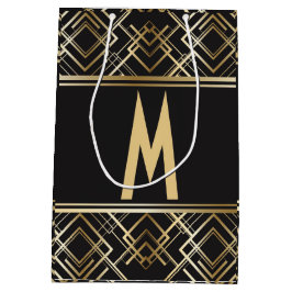 Art déco svart, guld, elegant, chic, monogramredo,