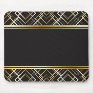 Art déco svart, guld, elegant, chic, monogramredo musmatta