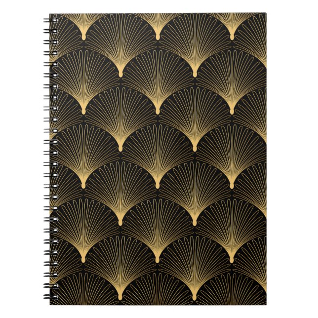 Art Deco: Svart guld mönster. Anteckningsbok (Framsidan)