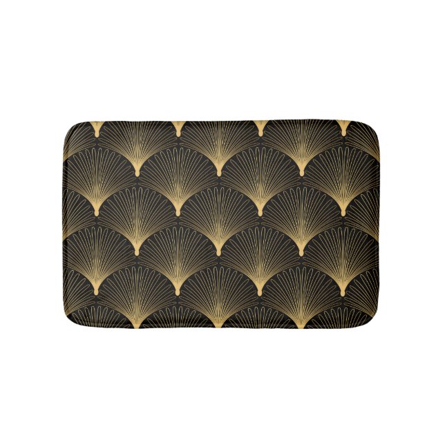 Art Deco: Svart guld mönster. Badrumsmatta (Framsidan)