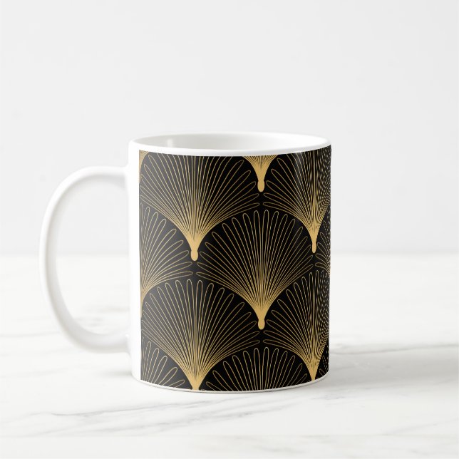Art Deco: Svart guld mönster. Kaffemugg (Vänster)