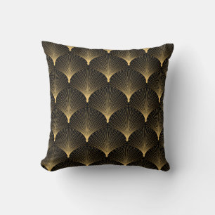 Art Deco: Svart guld mönster. Kudde