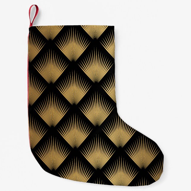 Art Deco, svart guld mönster. Liten Julstrumpa (Framsidan)