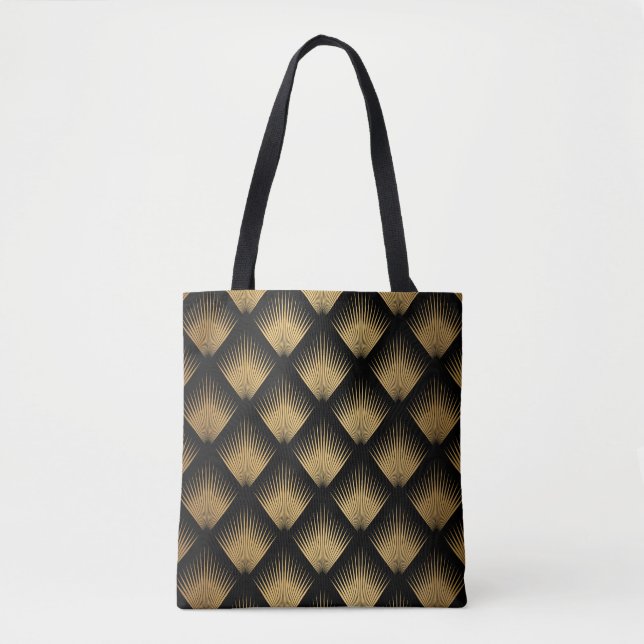 Art Deco, svart guld mönster. Tygkasse (Framsida)
