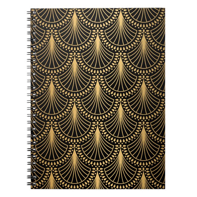 Art Deco, svart guld, sömlös mönster. Anteckningsbok (Framsidan)