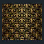 Art Deco, svart guld, sömlös mönster. Poster<br><div class="desc">Art Deco Mönster. Sömlös svart bakgrund och guld bakgrund. Skalor eller snäckor korsar snöre-ornament. Minimalistisk geometrisk design. Vintage linjer. 1920-30-talets motiv. Vintagen Luxury illustration Immerse in Art Deco med svart och guld geometriskt linjer. En lyxig vintage. Gå in i konsthändelsens elegans med denna svarta och guld snöre ornament. En sömlös...</div>