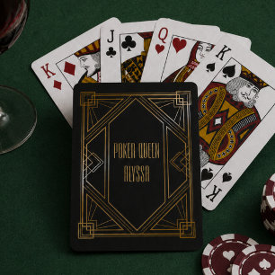 Art Deco Svart och Guld Casinokort