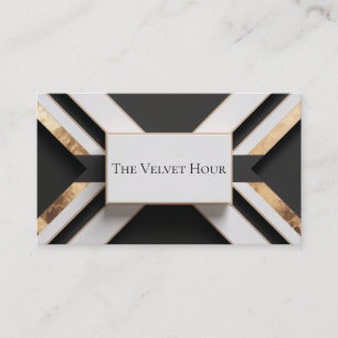 Art Deco Svart och Guld Chevron Geometrisk Lyx Visitkort