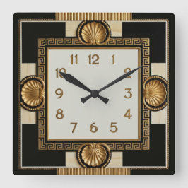 Art Deco Svart och Guld Fyrkantig Klocka