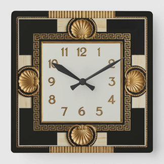 Art Deco Svart och Guld Fyrkantig Klocka