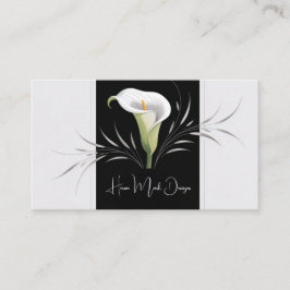 Art Deco Svart och Vit Calla Lily Silverplym Visitkort