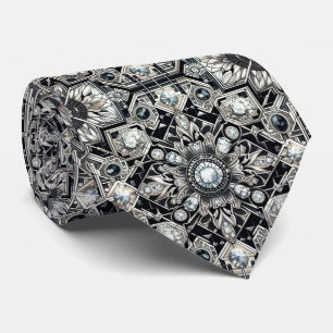 Art Deco Svart och Vitt Diamanter Slips