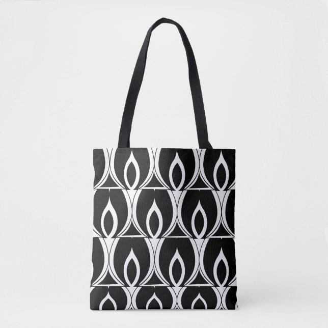 Art Deco Svart och Vitt Modern Geometrisk Tygkasse (Framsida)