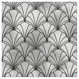 Art Deco Svart Silver Fläktskal Tyg