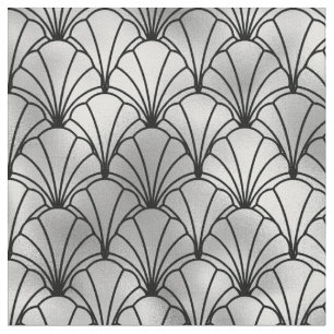 Art Deco Svart Silver Fläktskal Tyg