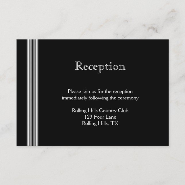 Art Deco Svart Vit Medaljong Bröllopsfest Tilläggskort (Framsida)