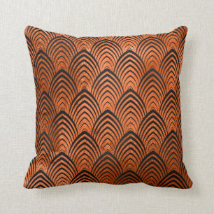 Art déco svärtar den orange geometriska kudde